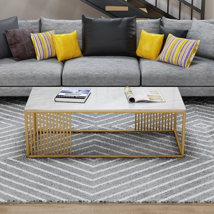White Marble Top Coffee Table Metal Frame Coffee Cocktail Table