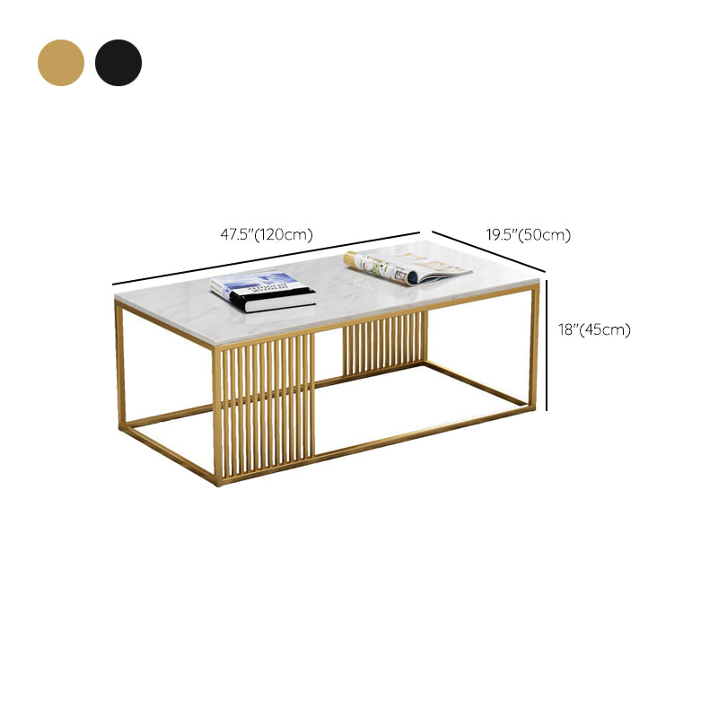 White Marble Top Coffee Table Metal Frame Coffee Cocktail Table