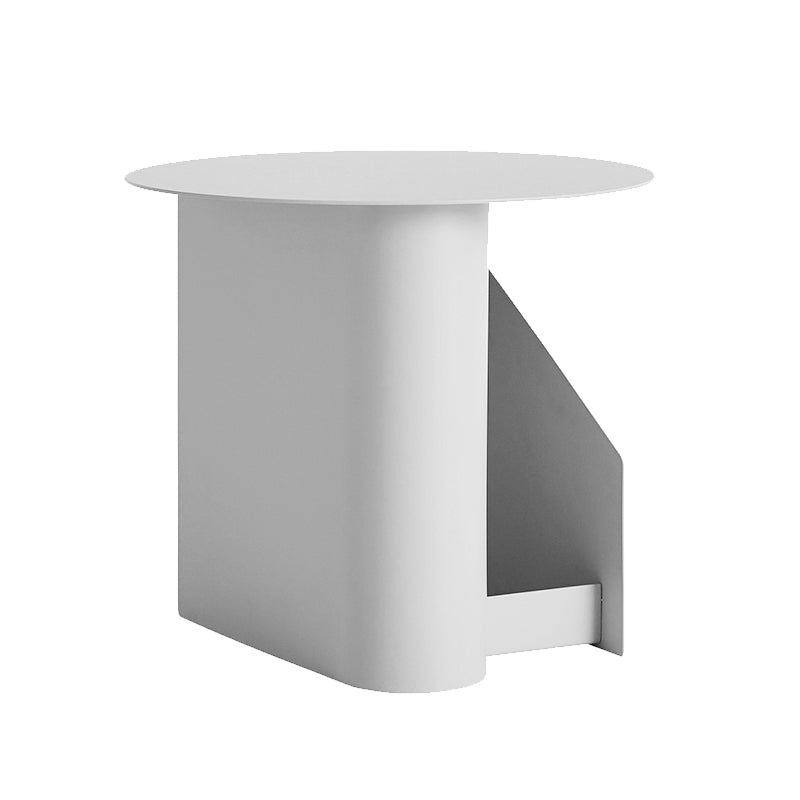 Steel Round Top Coffee Table Abstract Base Cocktail Table with Storage