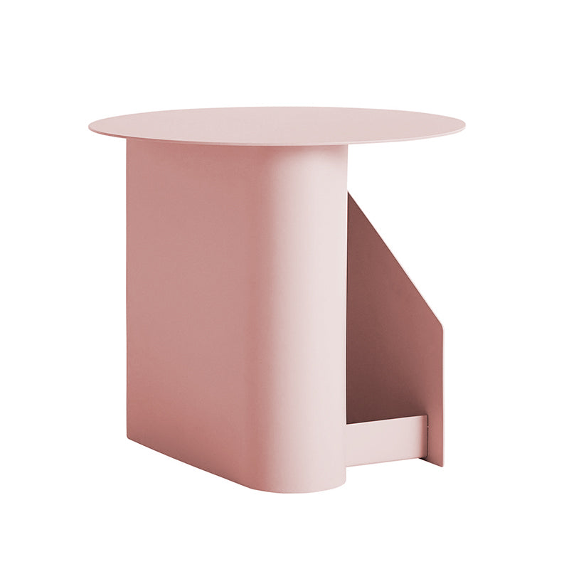 Steel Round Top Coffee Table Abstract Base Cocktail Table with Storage
