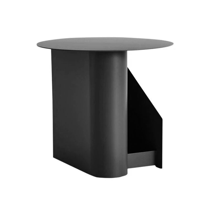 Steel Round Top Coffee Table Abstract Base Cocktail Table with Storage