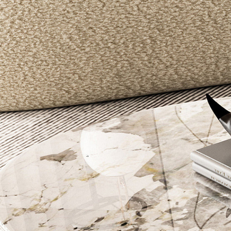 Elliptical Slate Glam Coffee Table 27.6" D Abstract Cocktail Table with Floor Shelf