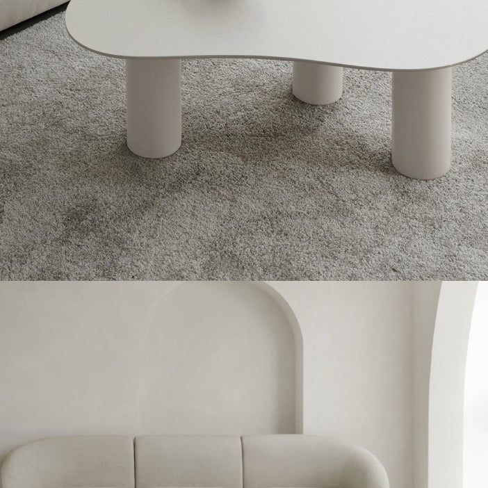 Solid Wood 3 Legs Coffee Table 13" H Cloud-Shaped Cocktail Table