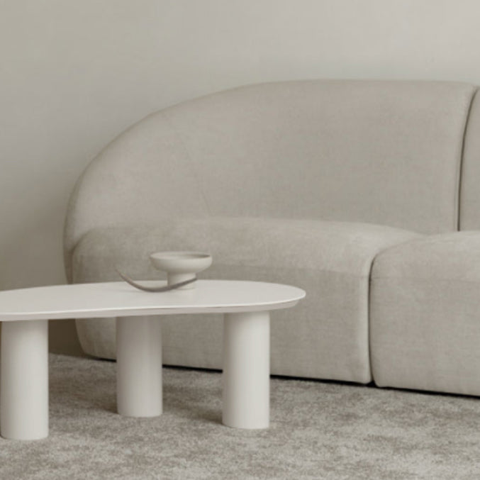 Solid Wood 3 Legs Coffee Table 13" H Cloud-Shaped Cocktail Table