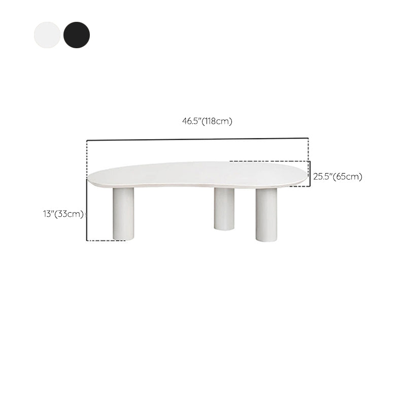 Solid Wood 3 Legs Coffee Table 13" H Cloud-Shaped Cocktail Table