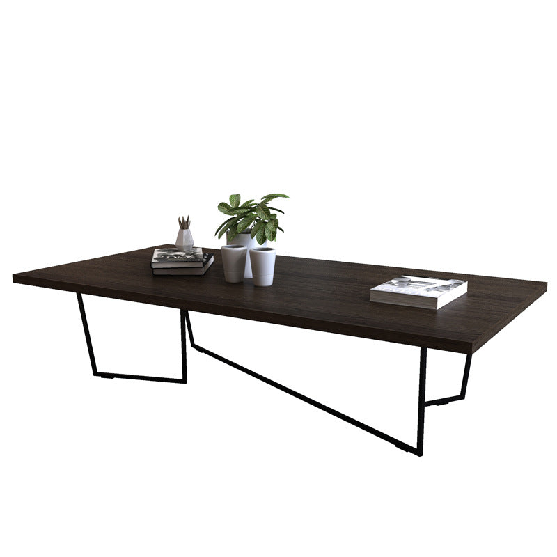 Dark Brown Solid Wood Coffee Table Abstract Coffee Cocktail Table