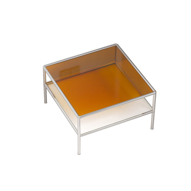 Contemporary Square Top Coffee Table with Glass Top and 4 Legs