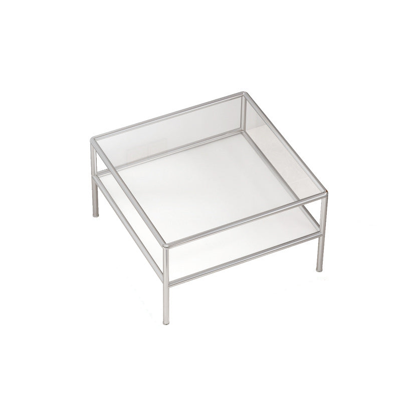 Contemporary Square Top Coffee Table with Glass Top and 4 Legs