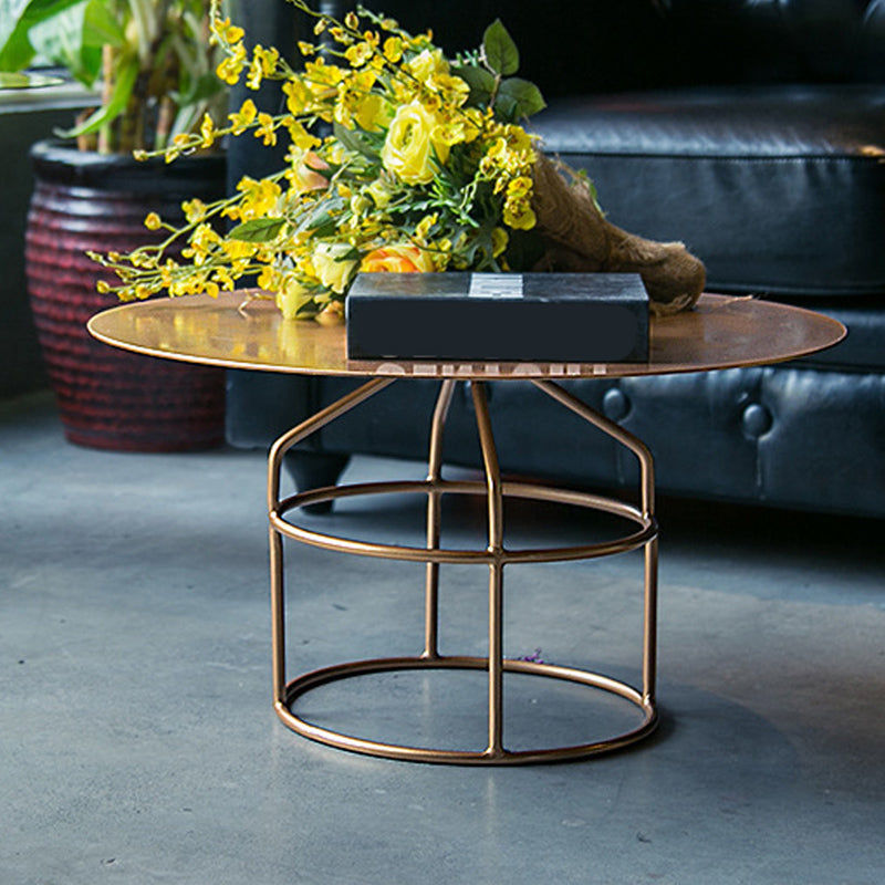 Mid-Century Modern Frame Base Cocktail Table Metal Round Coffee Table