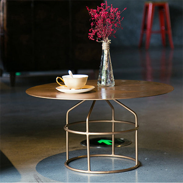 Mid-Century Modern Frame Base Cocktail Table Metal Round Coffee Table