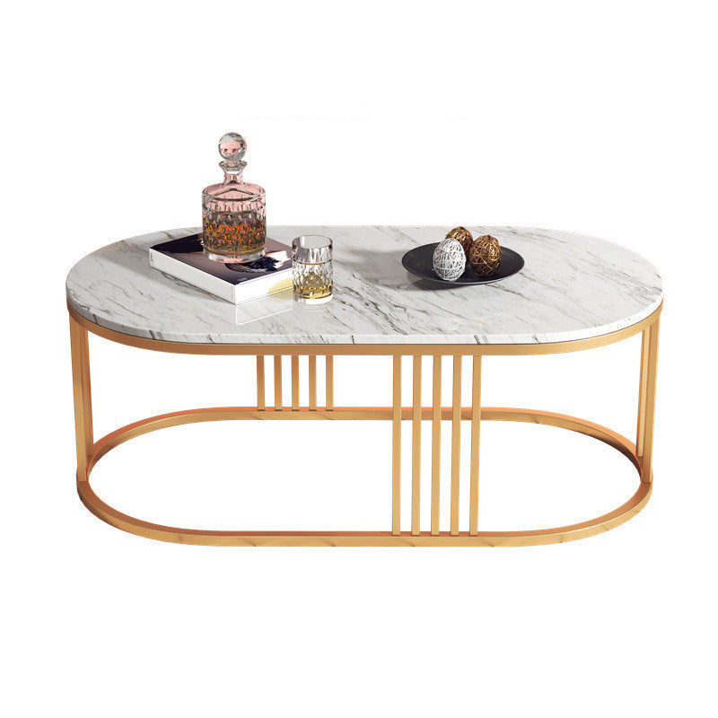 White Marble Top Coffee Table Gold Frame Coffee Cocktail Table