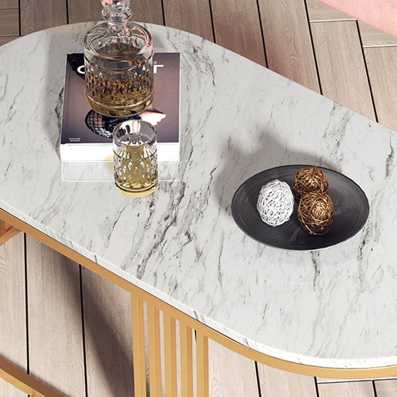 White Marble Top Coffee Table Gold Frame Coffee Cocktail Table