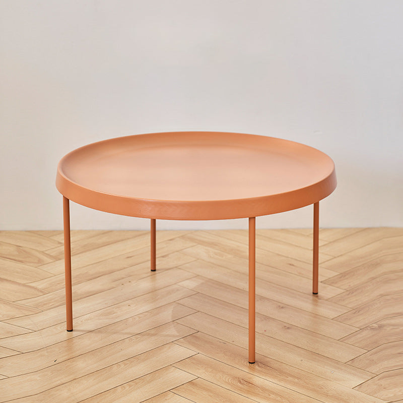 Mid-century Modern Steel Round Tray Top Coffee Table 4 Legs Cocktail Table