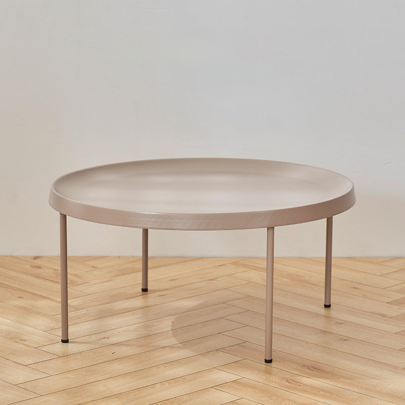 Mid-century Modern Steel Round Tray Top Coffee Table 4 Legs Cocktail Table