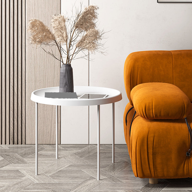Mid-century Modern Steel Round Tray Top Coffee Table 4 Legs Cocktail Table