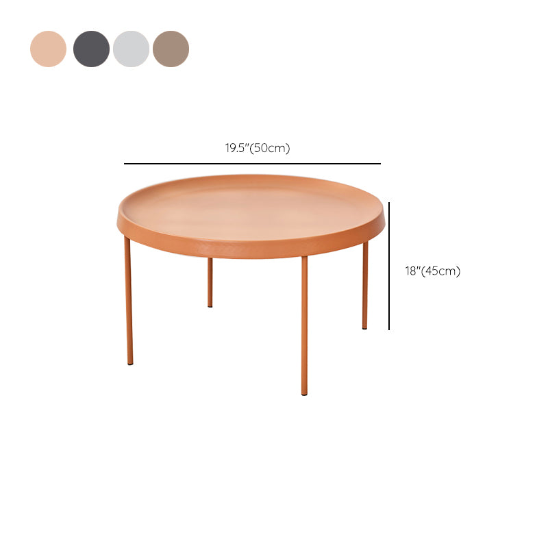 Mid-century Modern Steel Round Tray Top Coffee Table 4 Legs Cocktail Table