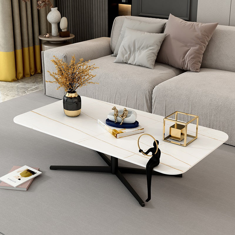 Abstract Coffee Table Rectangle Slate/Marble Top Coffee Cocktail Table