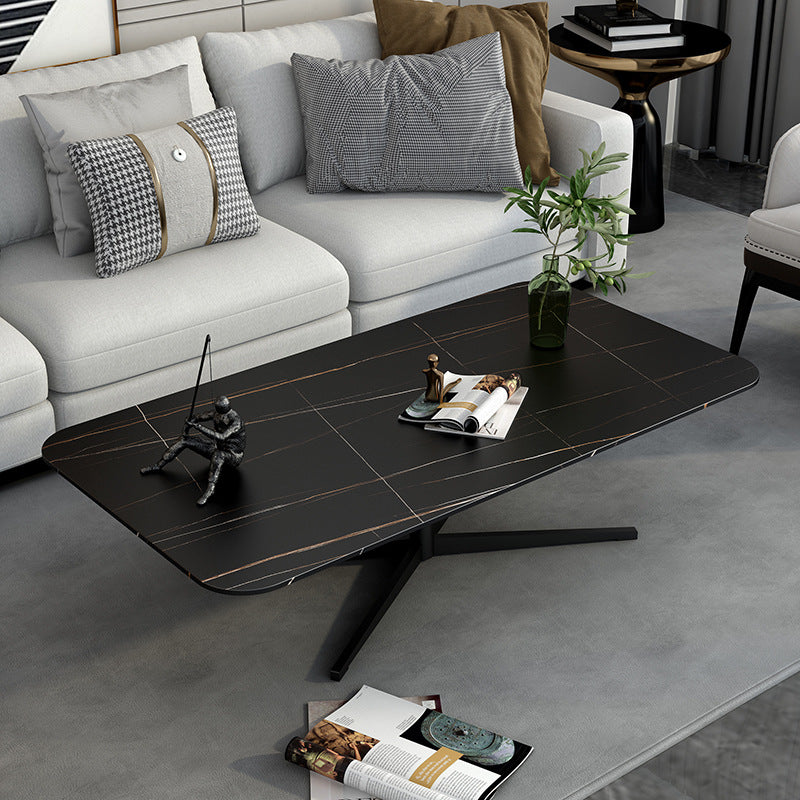Abstract Coffee Table Rectangle Slate/Marble Top Coffee Cocktail Table