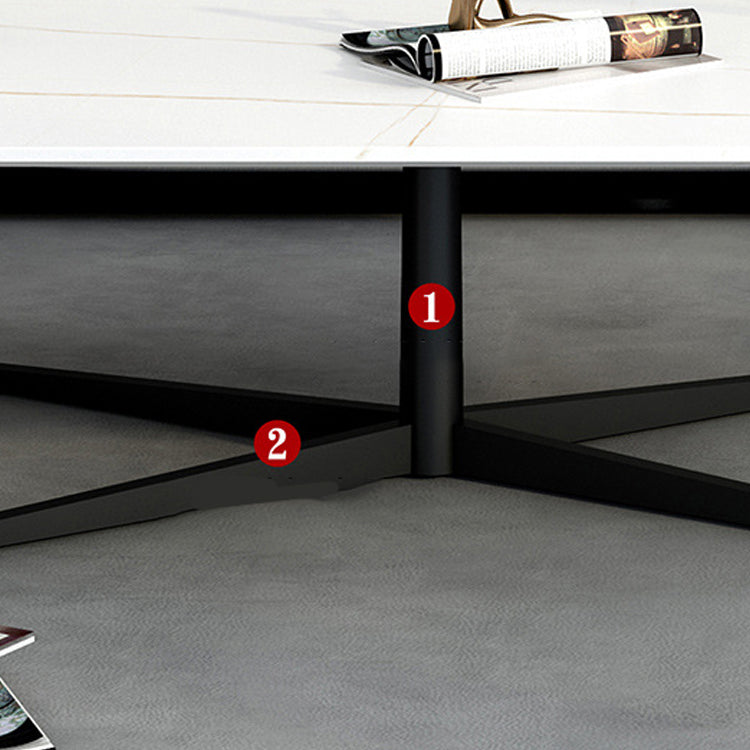 Abstract Coffee Table Rectangle Slate/Marble Top Coffee Cocktail Table