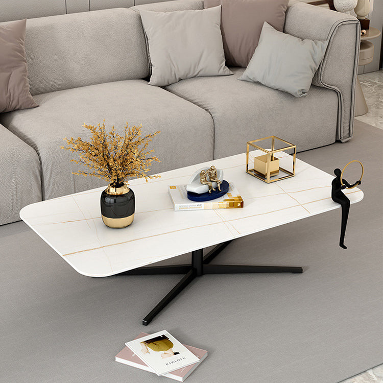 Abstract Coffee Table Rectangle Slate/Marble Top Coffee Cocktail Table