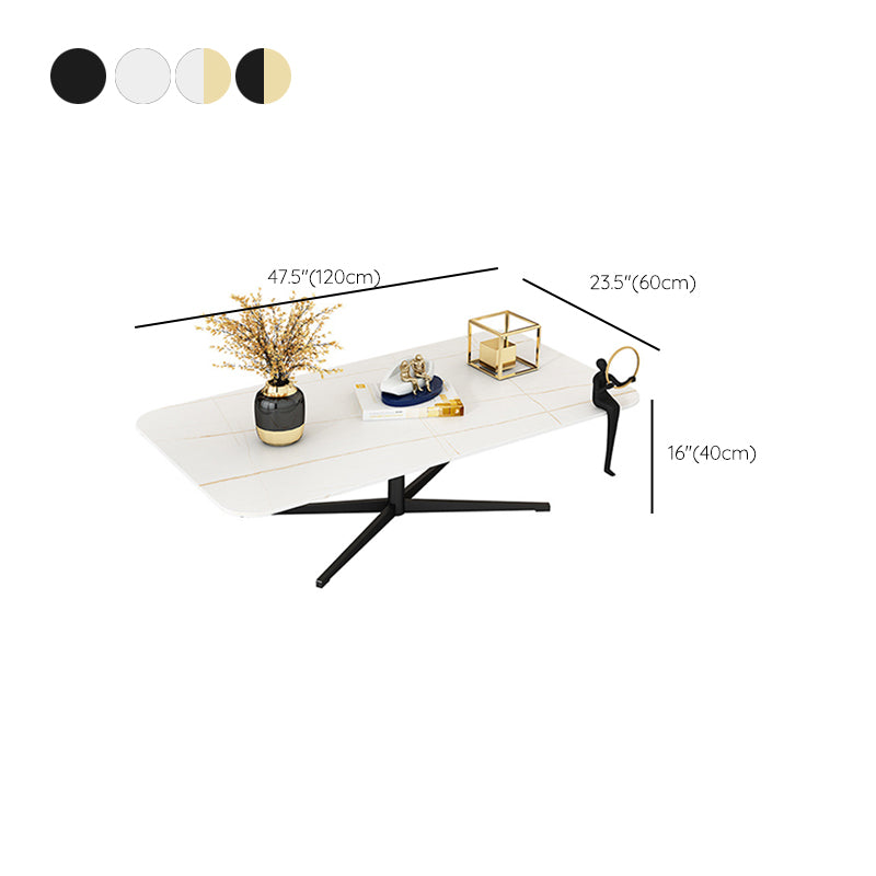Abstract Coffee Table Rectangle Slate/Marble Top Coffee Cocktail Table