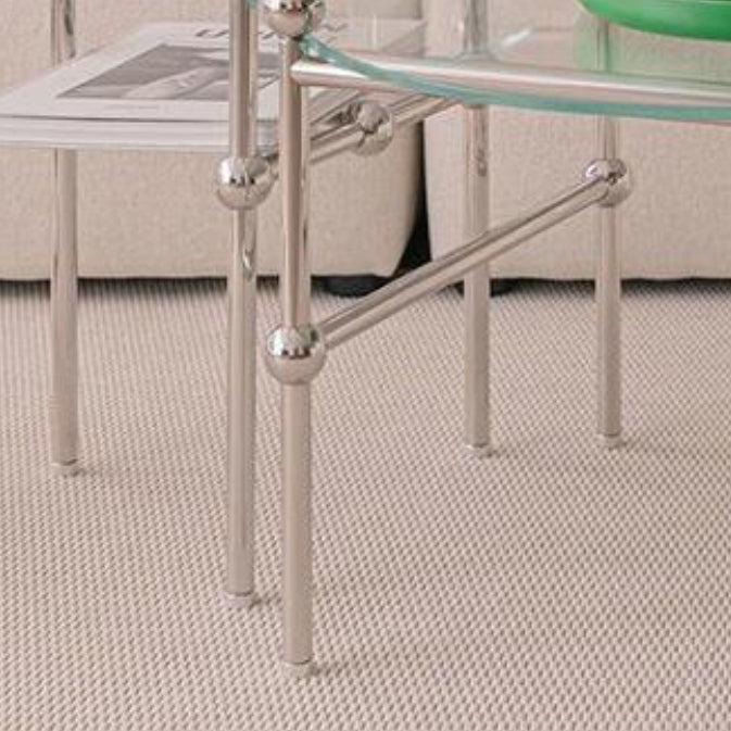 Contemporary Round Coffee Table with Glass Top and Steel Legs in Clear