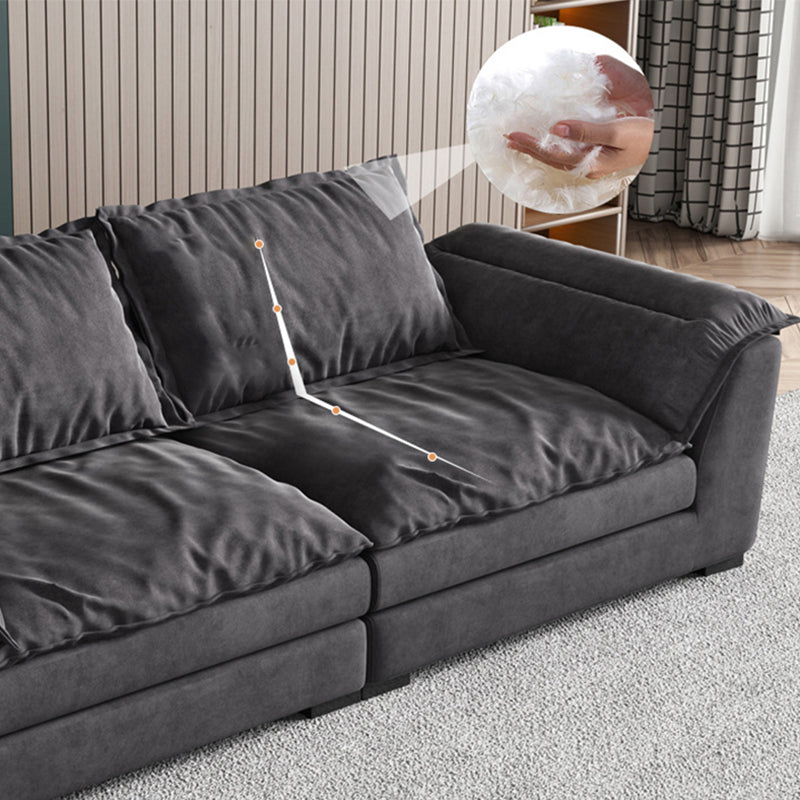 Modern Fabric Sofa with 2 Pillows Flared Arm Living Room Seating