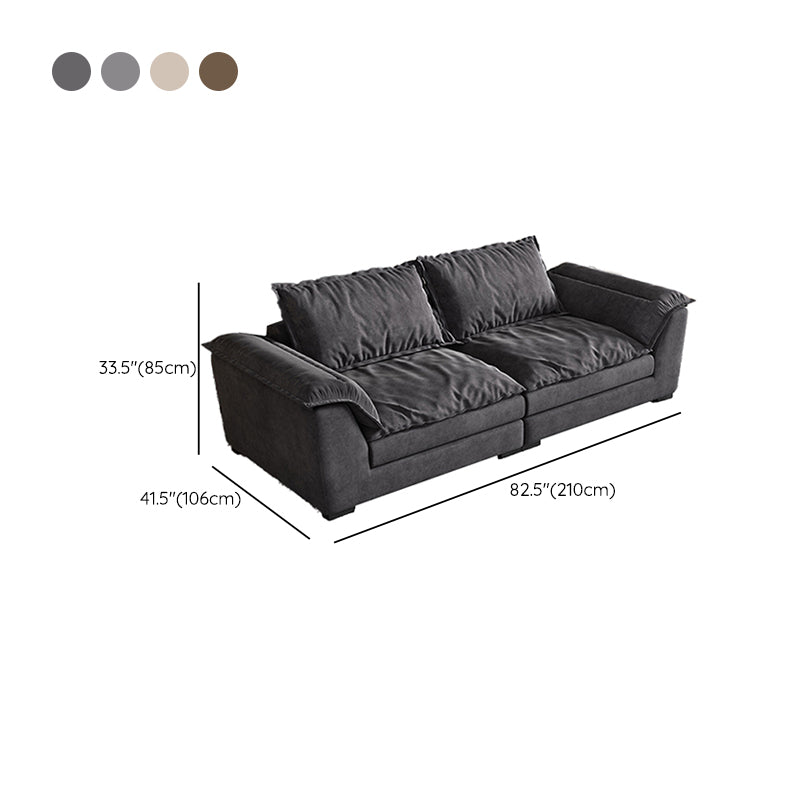 Modern Fabric Sofa with 2 Pillows Flared Arm Living Room Seating