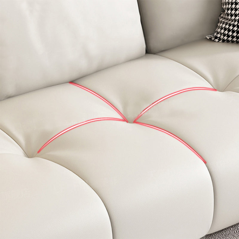 Contemporary Faux Leather Living Room Square Arm Pillows Seating