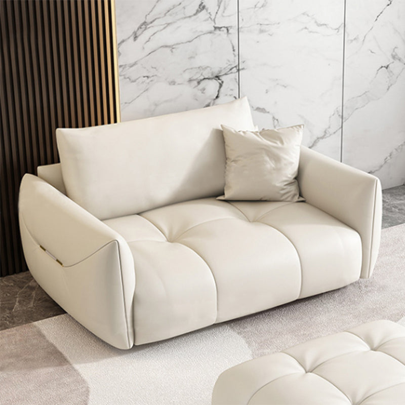 Contemporary Faux Leather Living Room Square Arm Pillows Seating