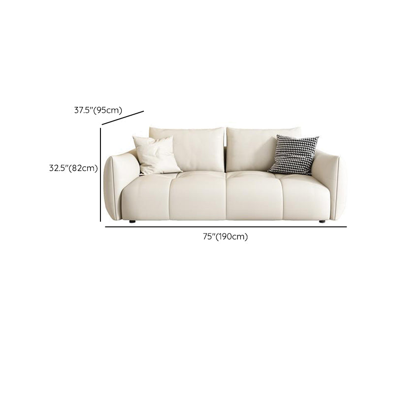 Contemporary Faux Leather Living Room Square Arm Pillows Seating