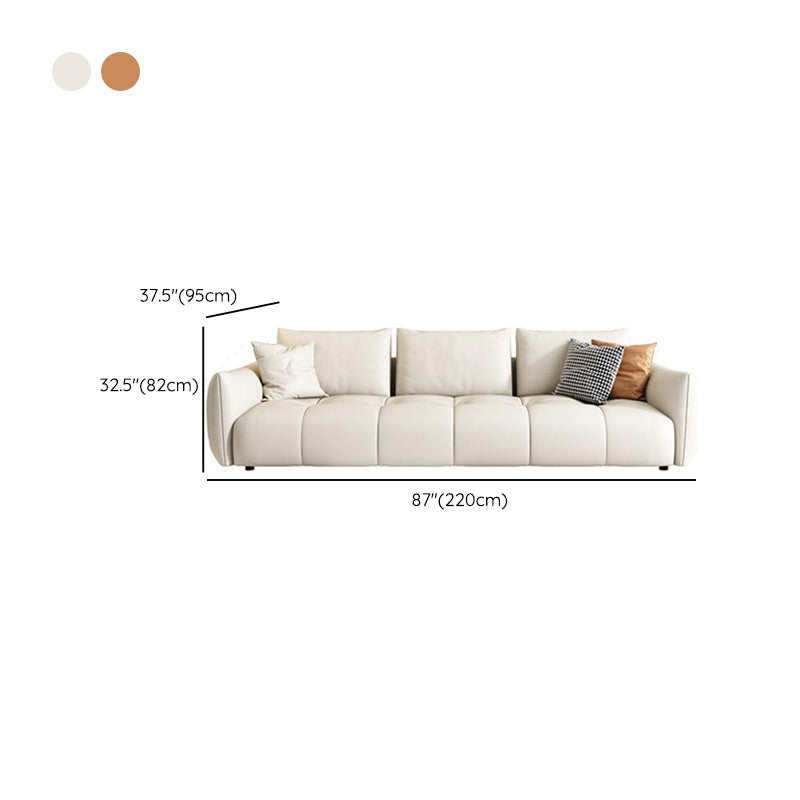 Contemporary Faux Leather Living Room Square Arm Pillows Seating