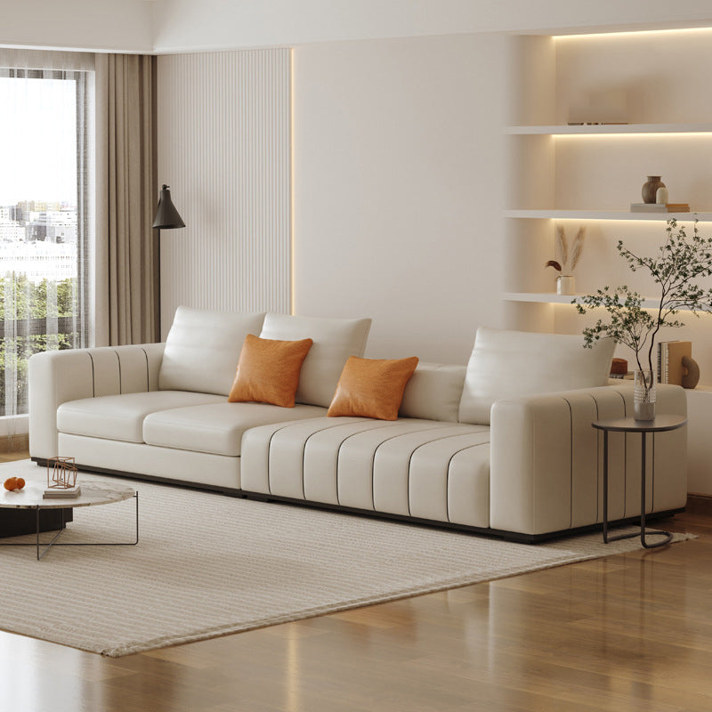 Contemporary Faux Leather Living Room Square Arm Standard Seating
