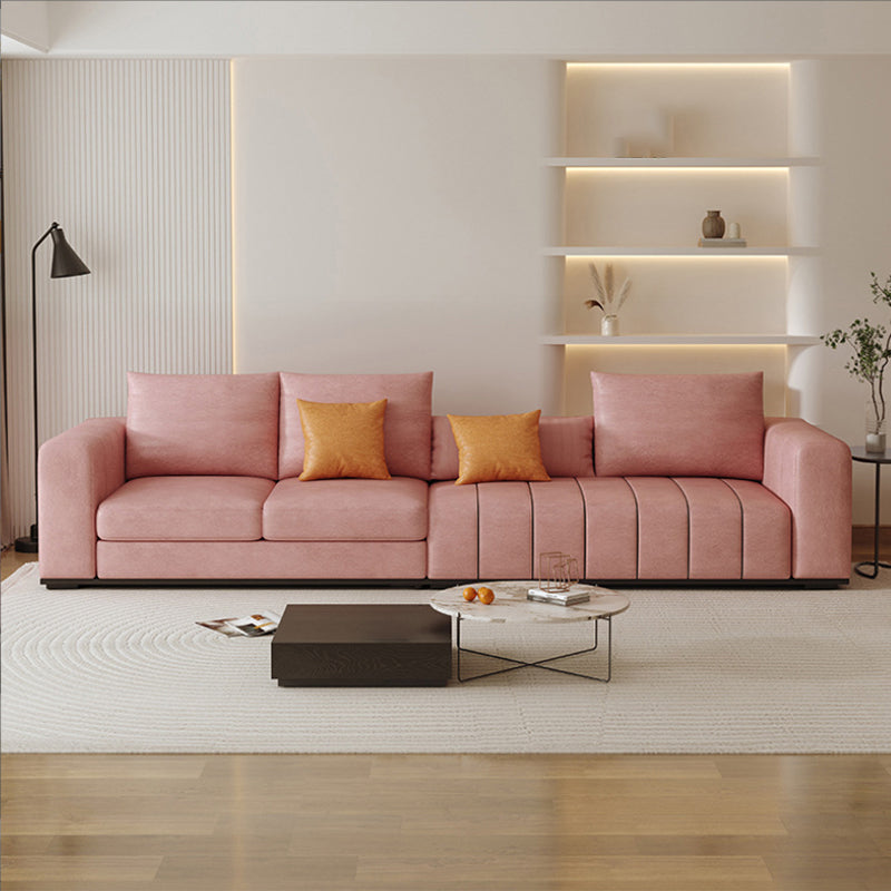 Contemporary Faux Leather Living Room Square Arm Standard Seating