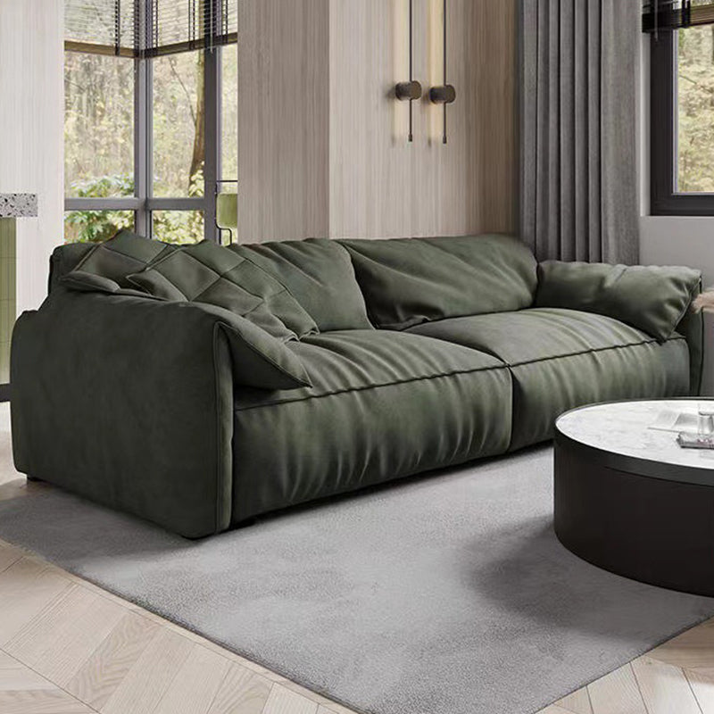 Modern Faux Leather Living Room Pillow Top Arm Sewn Pillow Back Seating