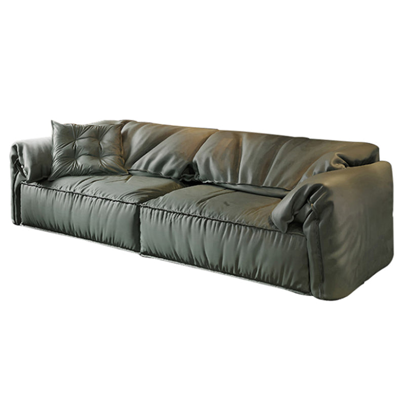 Modern Faux Leather Living Room Pillow Top Arm Sewn Pillow Back Seating