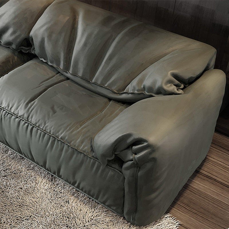 Modern Faux Leather Living Room Pillow Top Arm Sewn Pillow Back Seating
