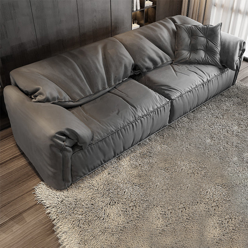 Modern Faux Leather Living Room Pillow Top Arm Sewn Pillow Back Seating