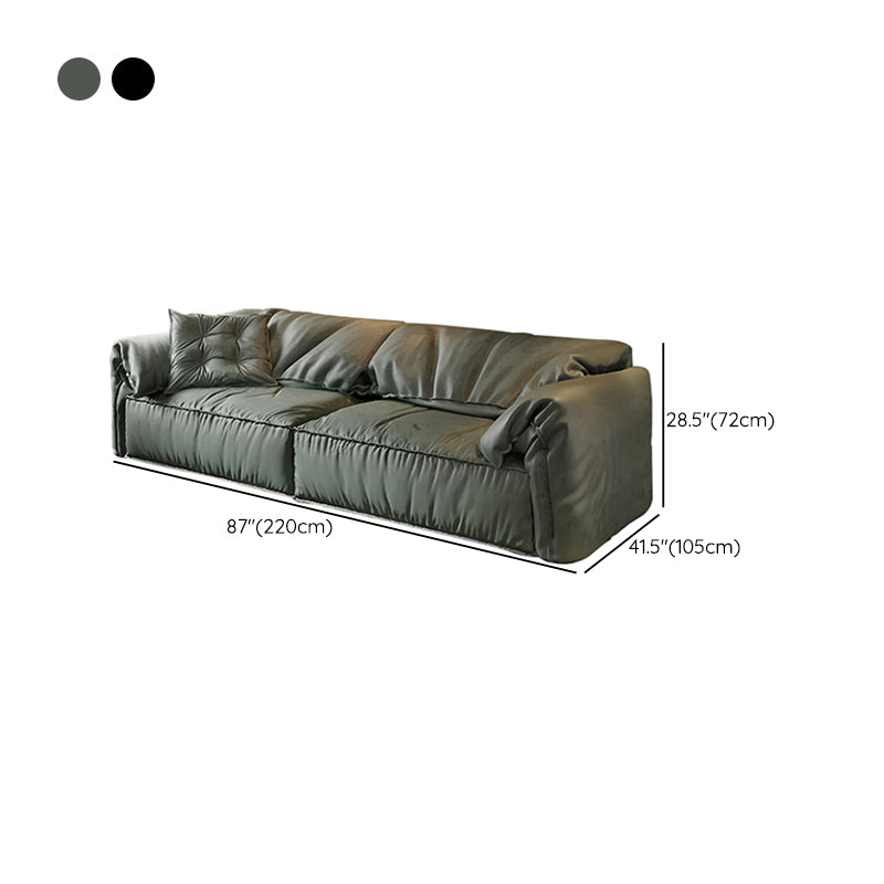 Modern Faux Leather Living Room Pillow Top Arm Sewn Pillow Back Seating