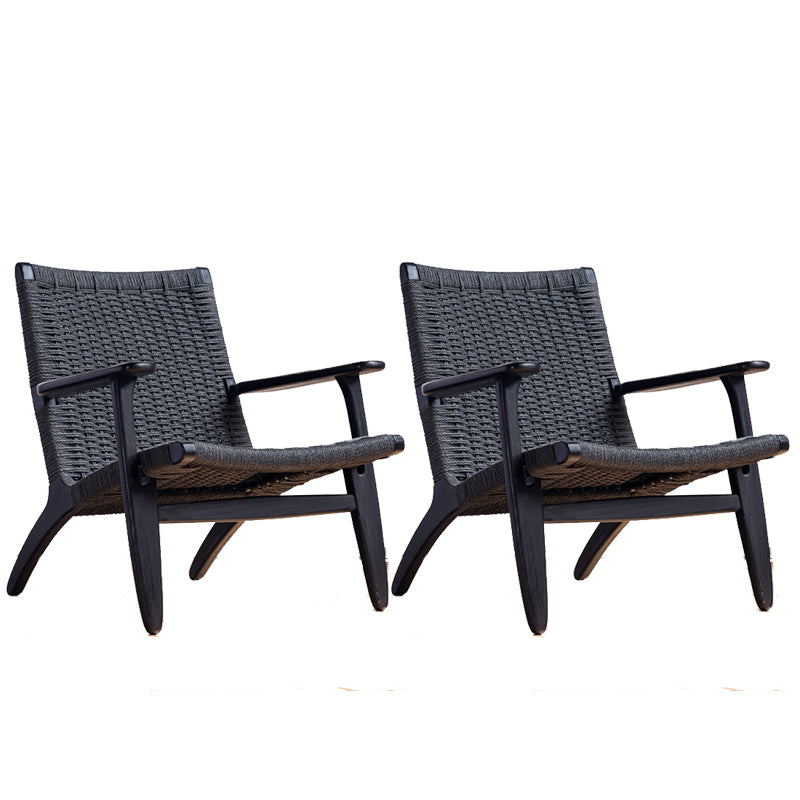 Solid Wood Frame Lounge Chair Arms Included Woven Back Chair