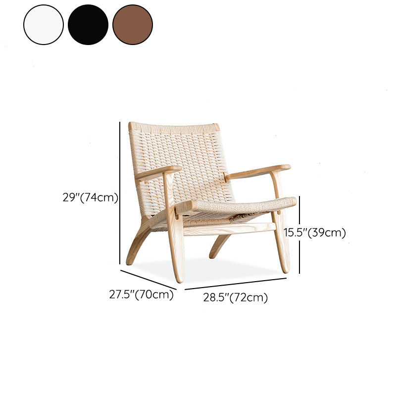 Solid Wood Frame Lounge Chair Arms Included Woven Back Chair