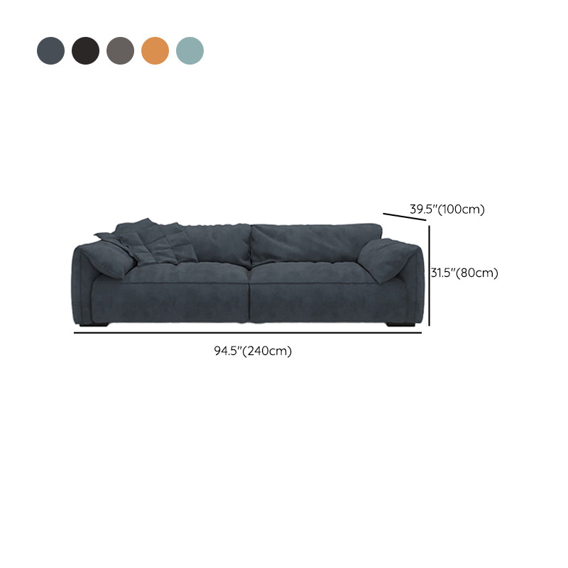Contemporary Living Room Faux Leather Pillow Top Arm Cushions Settee