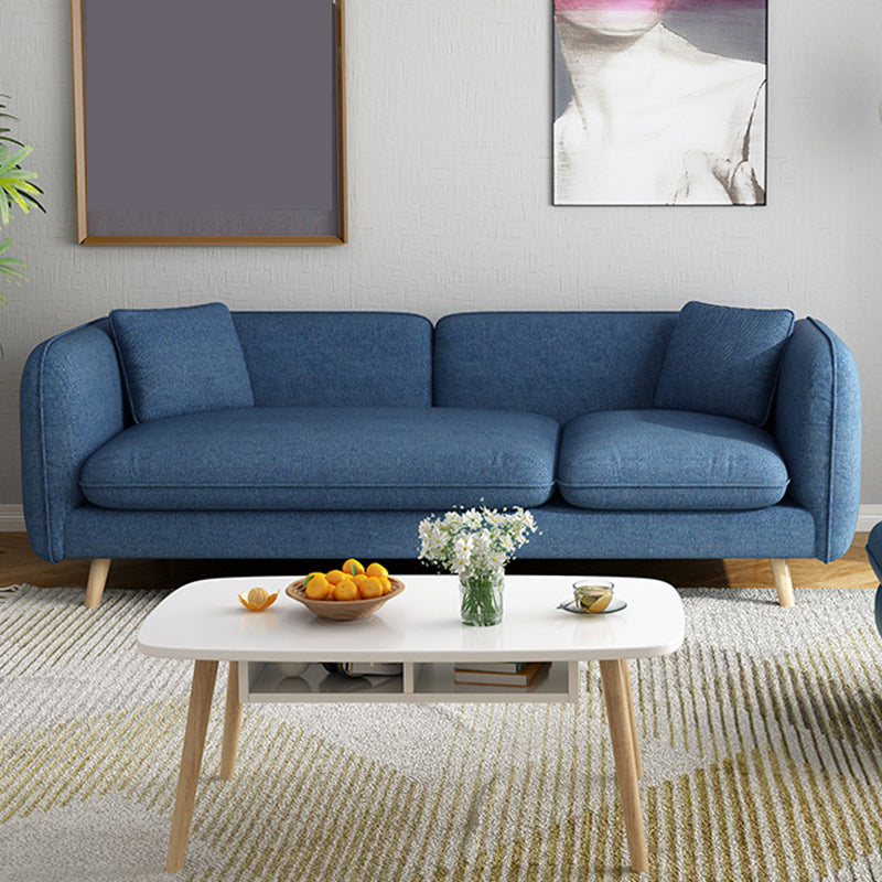Contemporary Slipcovered Living Room Square Arm Cushions Seating
