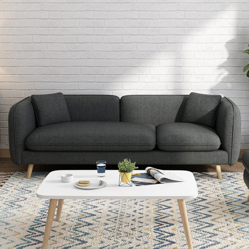 Contemporary Slipcovered Living Room Square Arm Cushions Seating