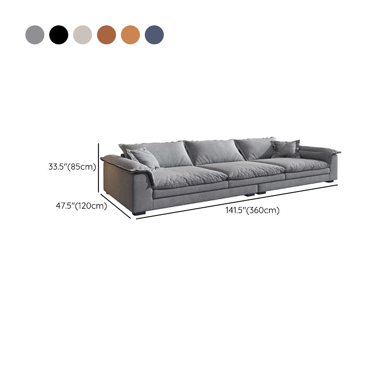 Modern Living Room Flared Arm Sofa with 3 Pillows Standard Seating