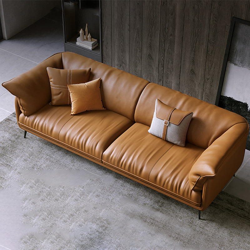 Modern Genuine Leather Living Room Cushions Pillow Top Arm Settee