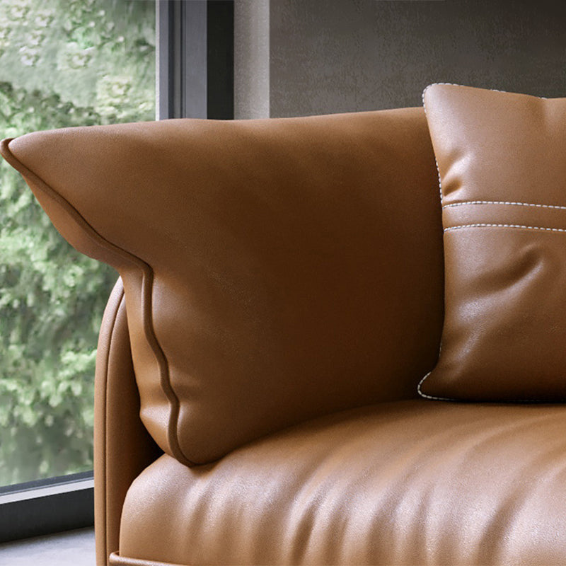 Modern Genuine Leather Living Room Cushions Pillow Top Arm Settee