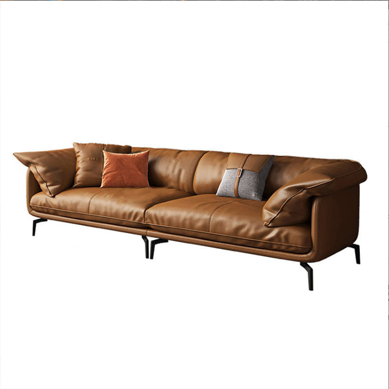 Modern Genuine Leather Living Room Cushions Pillow Top Arm Settee