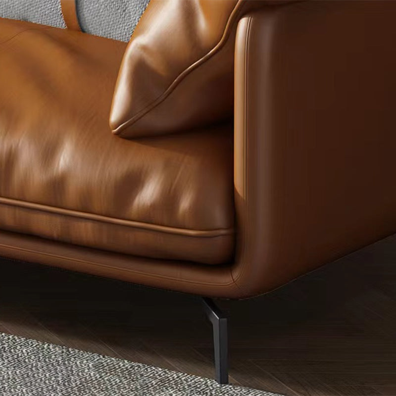 Contemporary Genuine Leather Living Room Pillow Top Arm Cushions Seating