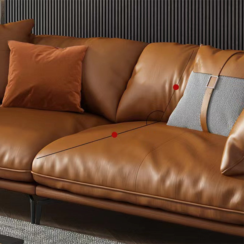 Contemporary Genuine Leather Living Room Pillow Top Arm Cushions Seating